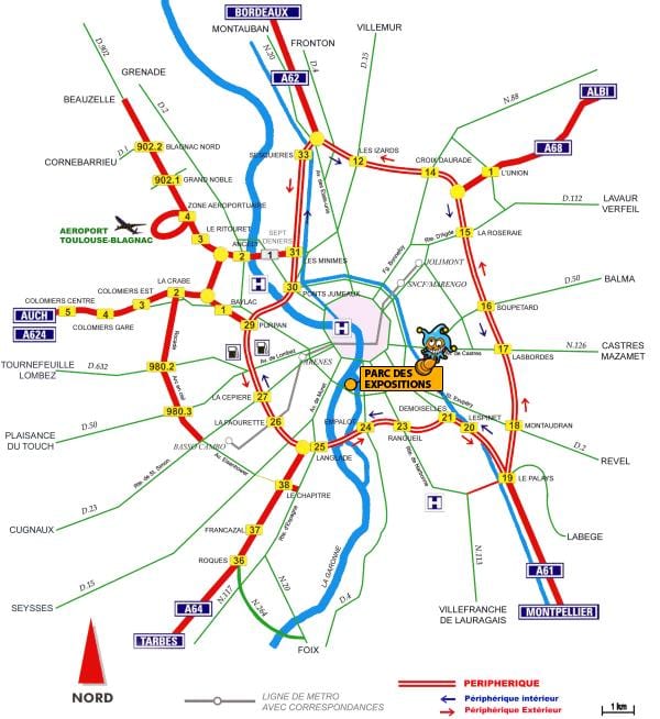 карта автомобильных дорог Тулуза