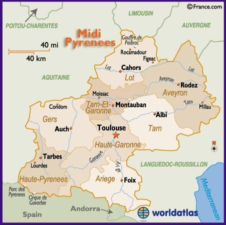 карта Тулузы и окрестностей