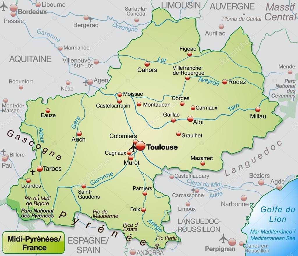 Карта регион Тулуза